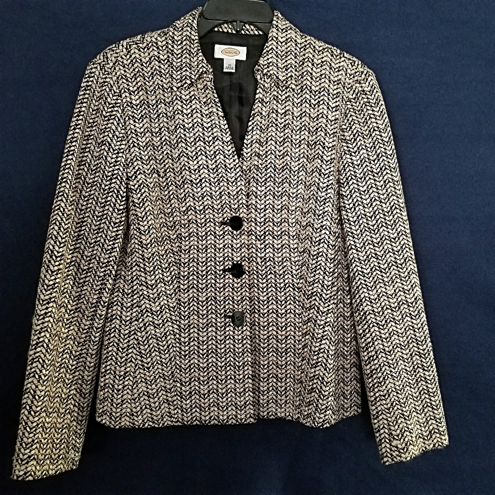 Talbots Long Sleeve Texture Jacket three-button closure Fully Lined